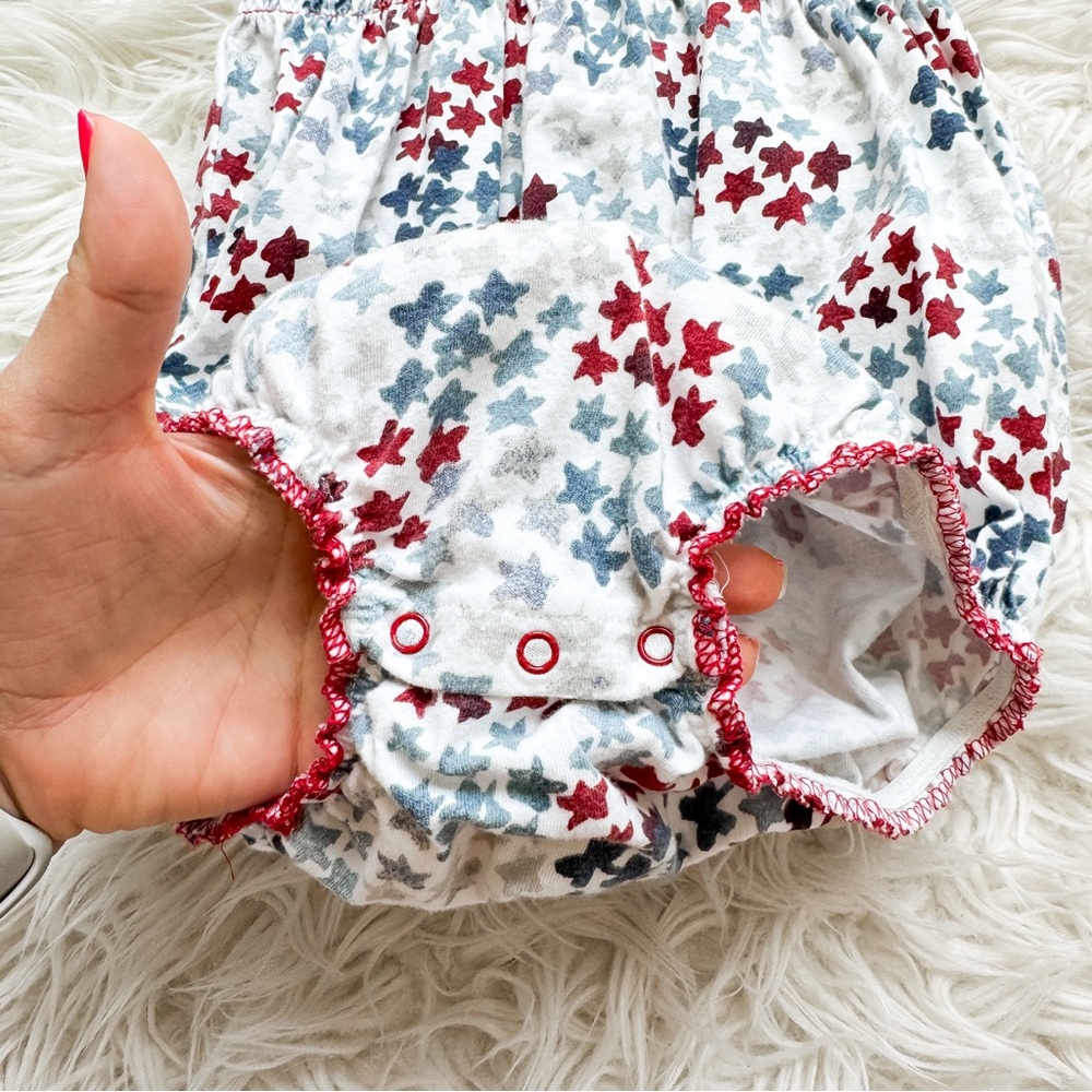 Burt’s Bees Baby | Red White and Blue Smocked Bubble Romper - Picture 5 of 6
